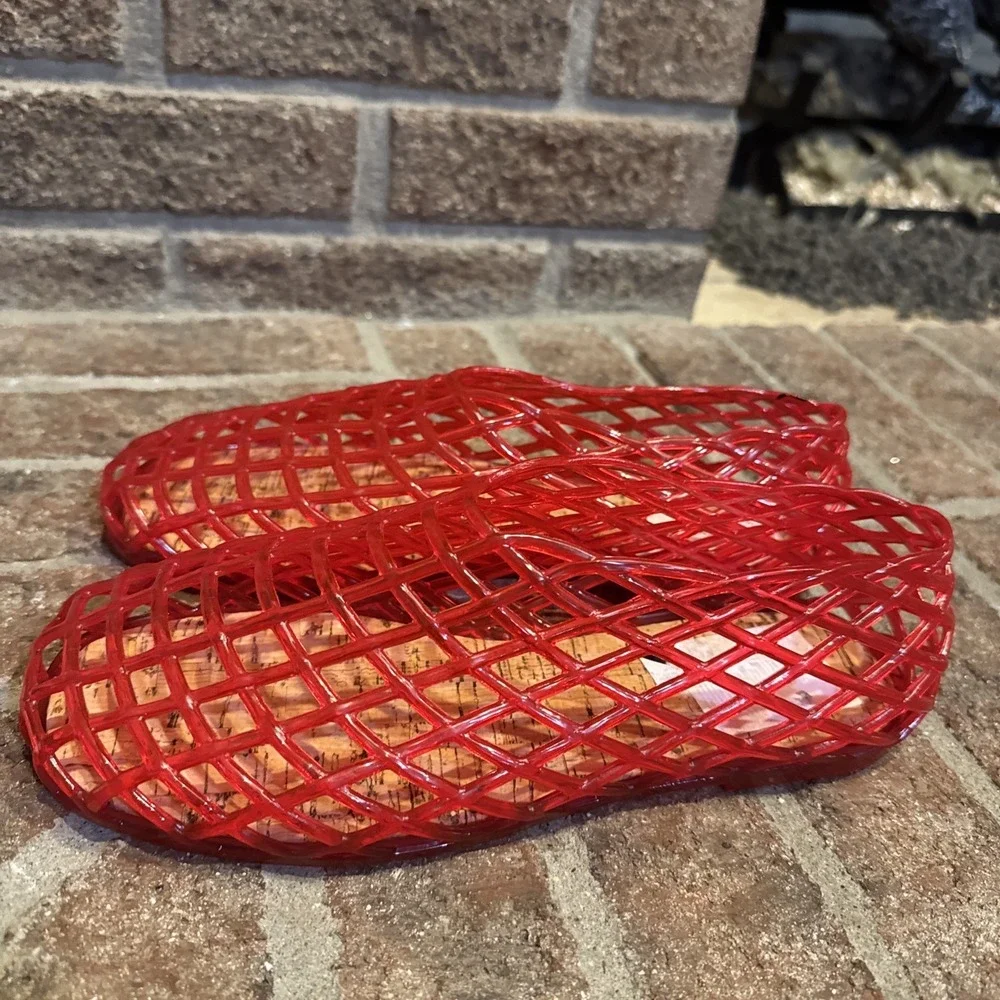 MIA Womens Darleene Jelly Mesh Slip On Flat Open Grid Rubber Shoes Red Sz 8 #563 - Picture 6 of 16